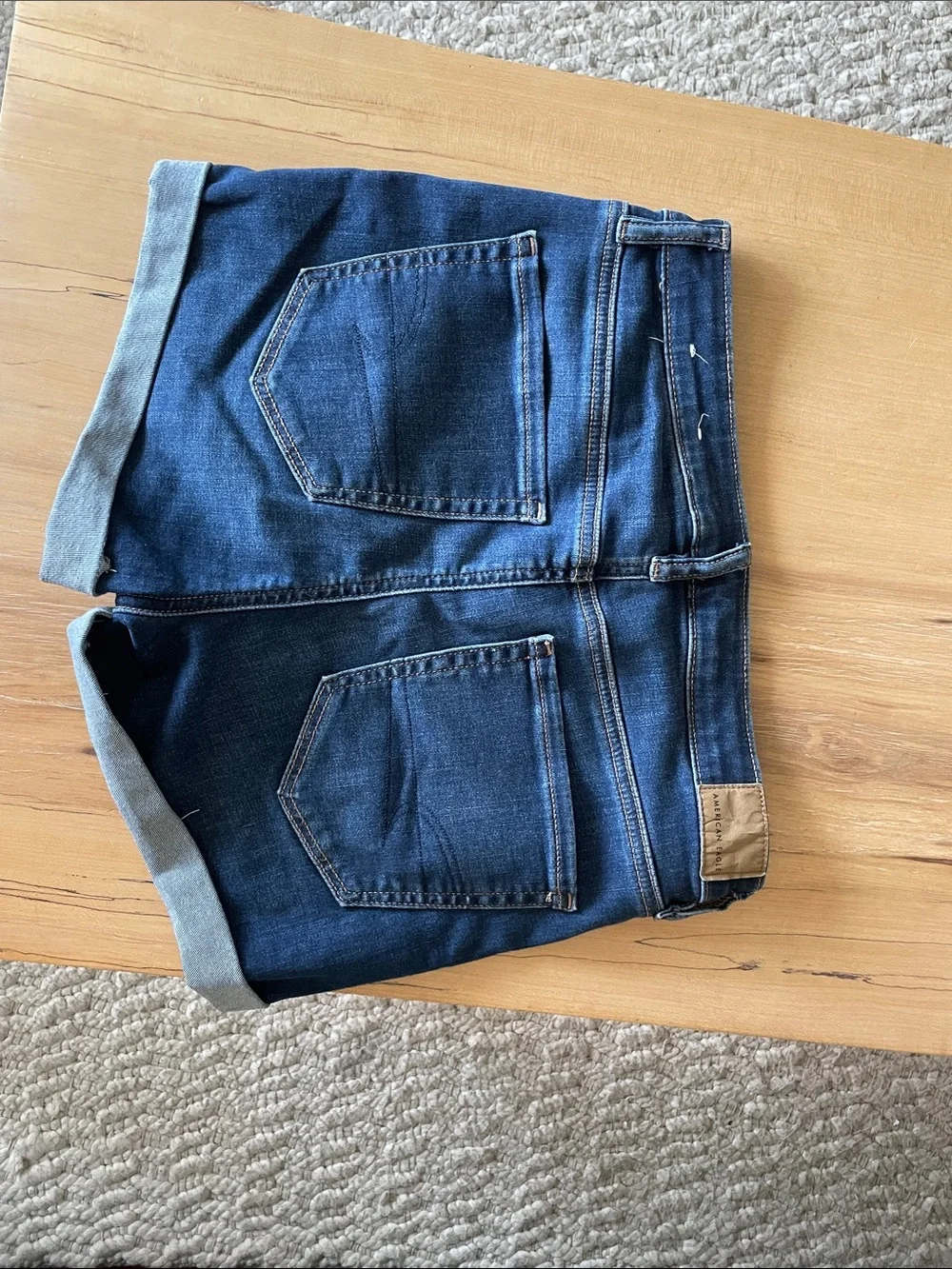 American Eagle Outfitters Dark Blue High-Waist Denim Shorts